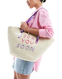 サウスビーチ South Beach straw basket shoulder bag with embroidered detail レディース