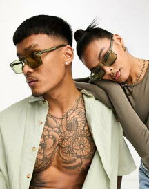 Spitfire Deltoid rectangular sunglasses in green with tonal lens - exclusive to ASOS ユニセックス