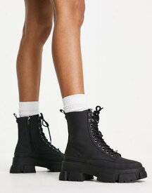 メデン Steve Madden Forecast lace front chunky boots in black レディース