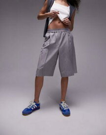 トップショップ Topshop smart longline tailored jogger shorts in grey レディース