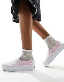 バンズ Vans classic slip on platform trainers in pink and white レディース