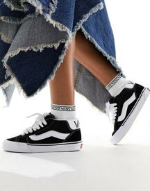 バンズ Vans Knu Skool mid trainers in black and white レディース