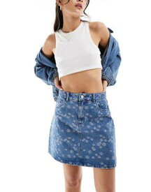 ヴェロモーダ Vero Moda denim a-line mini skirt in embroidered floral print レディース