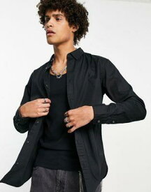 オールセインツ AllSaints Hawthorne stretch fit shirt in black メンズ