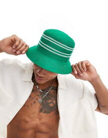 エイソス ASOS DESIGN bucket hat with contrast stripe in green メンズ