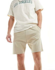 エイソス ASOS DESIGN mid length skinny shorts in beige メンズ