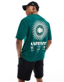 エイソス ASOS DESIGN oversized t-shirt in green with celestial back print メンズ