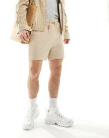エイソス ASOS DESIGN slim waffle shorts in beige メンズ
