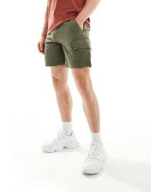 エイソス ASOS DESIGN wide fit cargo shorts in khaki メンズ
