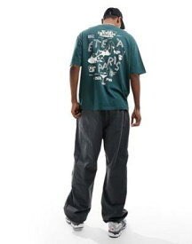 エイソス ASOS DESIGN oversized t-shirt in dark green with scenic back print メンズ