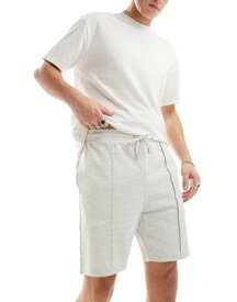 エイソス ASOS DESIGN slim pique shorts in beige marl メンズ