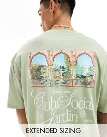 エイソス ASOS DESIGN oversized t-shirt in light green with scenic back print メンズ