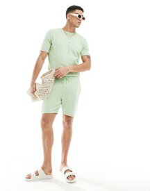 エイソス ASOS DESIGN midweight knitted cotton shorts co-ord in green メンズ