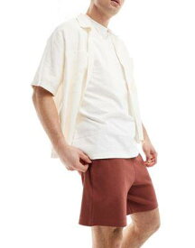 エイソス ASOS DESIGN slim waffle shorts in maroon メンズ