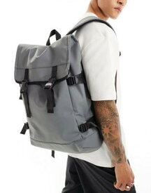 エイソス ASOS DESIGN double strap rubberised backpack in grey and black メンズ