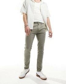 エイソス ASOS DESIGN skinny chino in washed in khaki メンズ