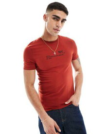 エイソス ASOS DESIGN muscle fit t-shirt in red with chest print メンズ