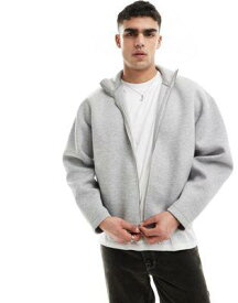 エイソス ASOS DESIGN oversized grey track jacket in grey scuba メンズ