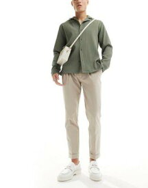 エイソス ASOS DESIGN smart premium slim fit chino trousers with turn ups in ecru メンズ