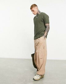 エイソス ASOS DESIGN relaxed rib t-shirt in khaki メンズ