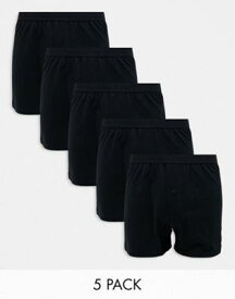 エイソス ASOS DESIGN 5 pack jersey boxers in black メンズ