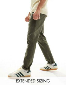 エイソス ASOS DESIGN tapered washed chino in dark khaki メンズ