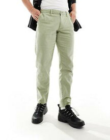 エイソス ASOS DESIGN tapered linen chino trousers in green メンズ