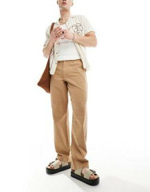 エイソス ASOS DESIGN relaxed linen chino trousers in brown メンズ