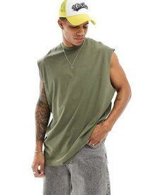 エイソス ASOS DESIGN oversized tank in khaki メンズ