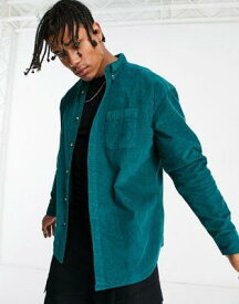 エイソス ASOS DESIGN 90s oversized cord shirt in dark green メンズ