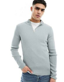 エイソス ASOS DESIGN midweight half zip jumper in light grey メンズ