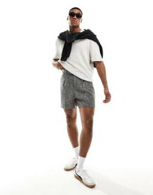 エイソス ASOS DESIGN smart bermuda crop shorts in black & white textured fabric メンズ