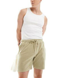 エイソス ASOS DESIGN slim towelling shorts in beige メンズ
