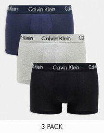 カルバンクライン Calvin Klein 3-pack trunks in blue black and grey メンズ