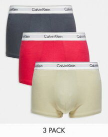カルバンクライン Calvin Klein 3-pack trunks in pink charcoal grey and beige メンズ