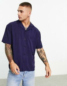 ドクターデニム Dr Denim Madi relaxed fit short sleeve shirt in navy メンズ