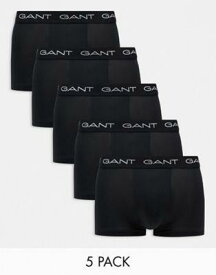 Gant ガント GANT 5 pack trunks with logo waistband in black メンズ