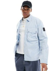 マーシャル Marshall Artist overshirt in washed parachute cotton in light blue メンズ