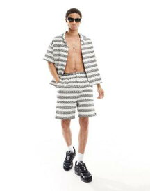 ネイティブ Native Youth stripe jacquard shorts co-ord in black and white メンズ