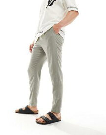 ルック New Look linen blend trouser in khaki メンズ