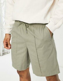 ルック New Look relaxed fit pull on shorts with pintuck in dark khaki メンズ