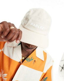 Parlez branded linen cap in off white メンズ