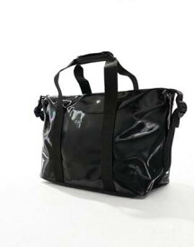レインズ Rains Hilo Weekend small unisex waterproof holdall bag in shiny black メンズ