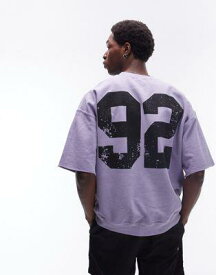 トップマン Topman oversized fit short sleeve sweatshirt with number print in washed lilac メンズ
