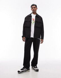 トップマン Topman oversized fit full zip smart jersey with pockets in black - BLACK メンズ