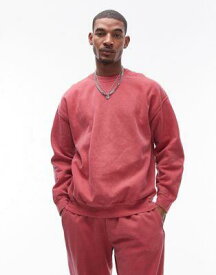トップマン Topman vintage wash oversized sweatshirt in red メンズ