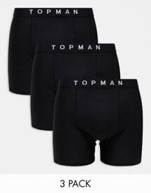 トップマン Topman 3 pack longline trunks in black with black waistbands メンズ
