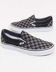 バンズ Vans Classic Slip On trainers in black and grey checkerboard メンズ