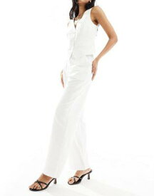 4th & Reckless linen look tailored wide leg trousers co-ord in white レディース