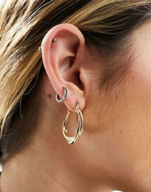 アクセサライズ Accessorize interlocked hoop earrings in gold レディース